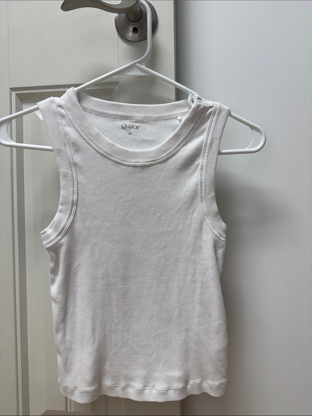 Quince White Ribbed Tank Crop Top - Sleeveless Crew